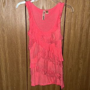Eyeshadow coral ruffle tank top